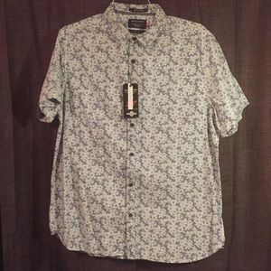 XL Men's Denim & Flower Button Up Shirt